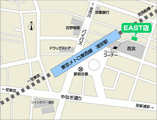 EAST店へのアクセスマップ（浦安駅前地図）