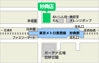 妙典店へのアクセスマップ（妙典駅前地図）