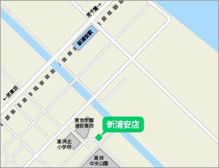 新浦安店へのアクセスマップ（新浦安駅前地図）